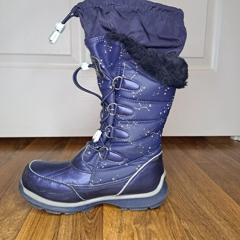 Lands' End Blue Winter Snow Boots Stars Size 3